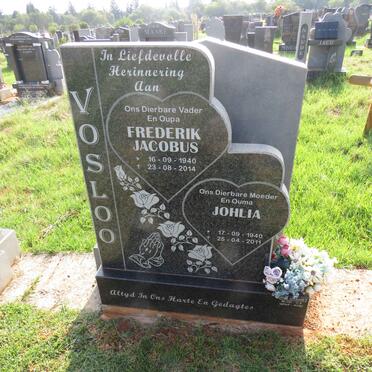 VOSLOO Frederik Jacobus 1940-2014 & Johlia 1940-2011