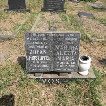 VOS Johan Christoffel 1936-1984 & Martha Aletta Maria 1941-2012