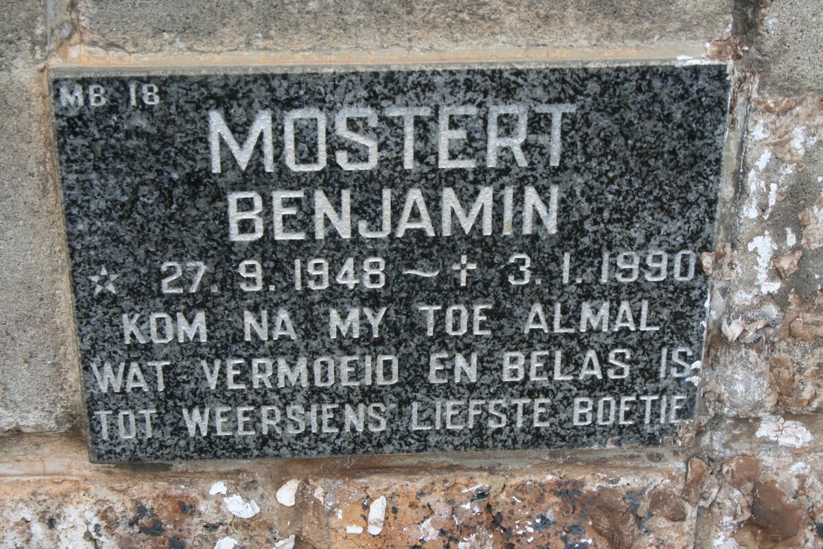 MOSTERT Benjamin 1948-1990