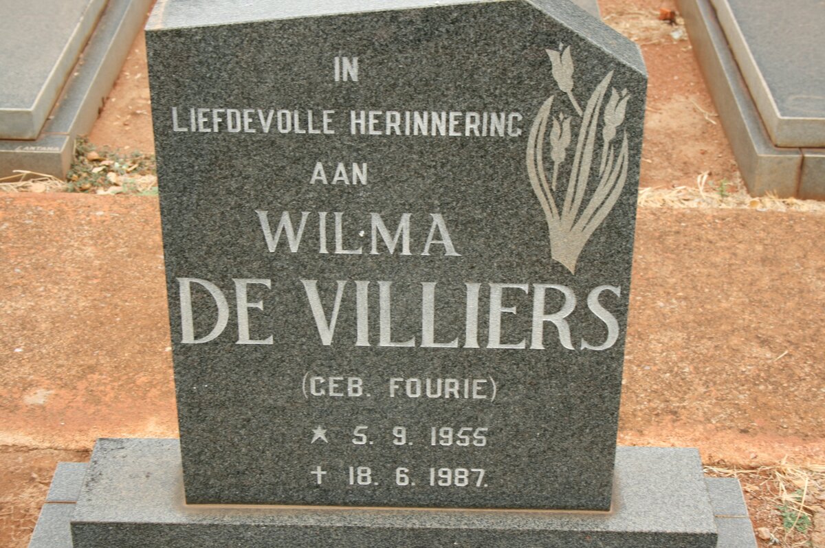 VILLIERS Wilma, de nee FOURIE 1955-1987
