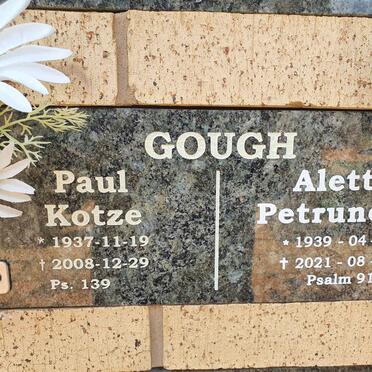 GOUGH Paul Kotze 1937-2008 &amp; Aletta Petrunella 1939-2021
