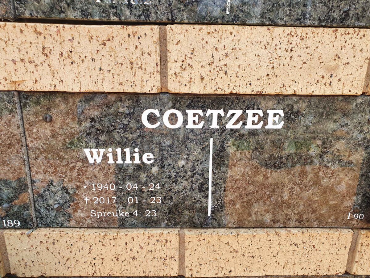 COETZEE Willie 1940-2017