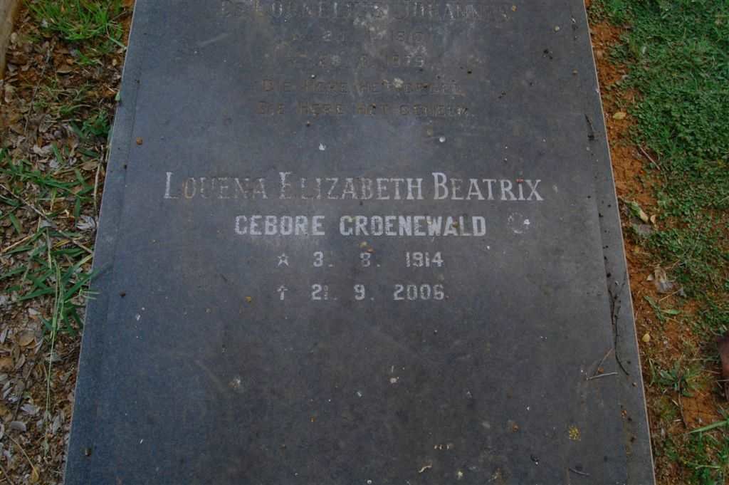 HATTINGH Louena Elizabeth Beatrix nee GROENEWALD 1914-2006