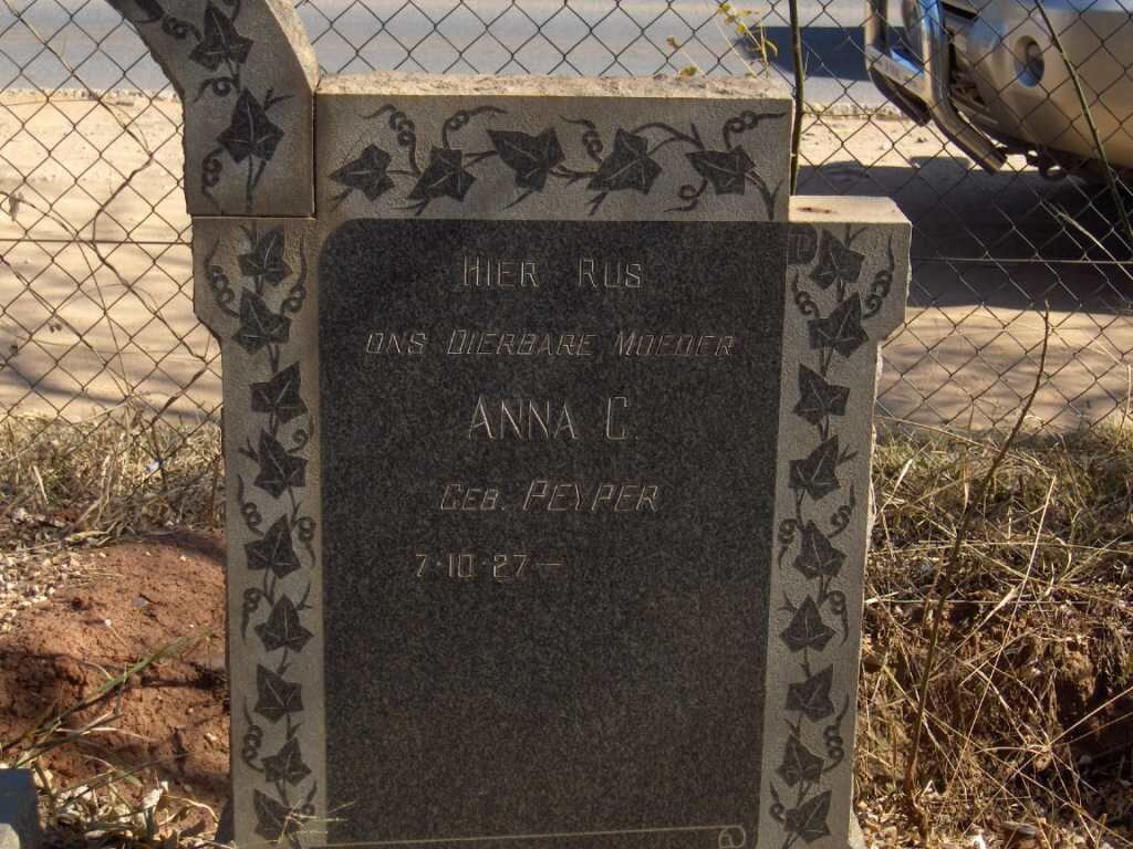 MERWE  Anna C., van der  nee PEYPER 1927-