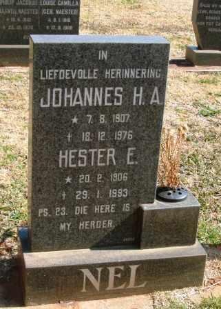 NEL Johannes H.A. 1907-1976 &amp; Hester E. 1906-1993