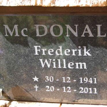 MCDONALD Frederik Willem 1941-2011