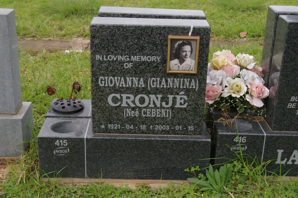 CRONJE Giovanna nee CEBENI 1921-2003