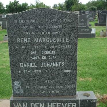 HEEVER Daniel Johannes, van den 1931-1999 &amp; René Marguerite 1931-1993