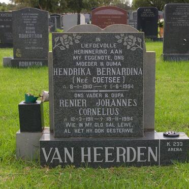 HEERDEN Renier Johannes Cornelius, van 1911-1994 &amp; Hendrika Bernardina COETSEE 1910-1994
