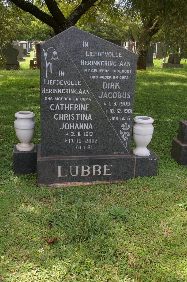 LUBBE Dirk Jacobus 1909-1981 &amp; Catherine Christina Johanna 1913-2002