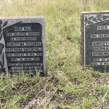 GROENEWALD Christoffel Gerhardus 1858-1925 &amp; Christina Susanna Gertruida VOSLOO 1868-1955
