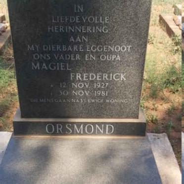 ORSMOND Magiel Frederick 1927-1981