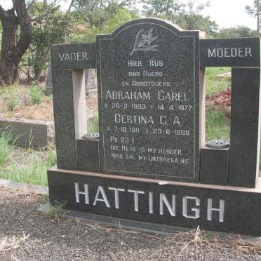 HATTINGH Abraham Carel 1903-1977 &amp; Gertina C.A. 1811-1968