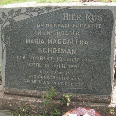 SCHOEMAN Maria Magdalena nee JOUBERT 1886-1955