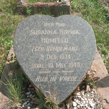HOMFELD Susanna Sophia nee SCHOEMAN 1874-1949