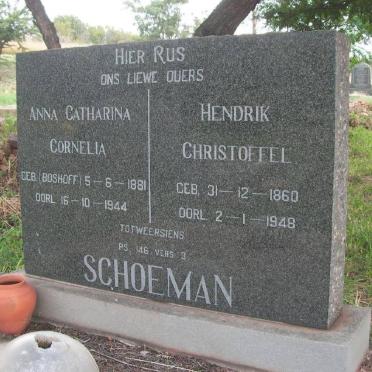 SCHOEMAN Hendrik Christoffel 1860-1948 &amp; Anna Catharina Cornelia BOSHOFF 1881-1944