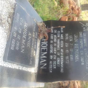 SCHOEMAN Jan Hendrik 1916-1972 &amp; Annie 1918-1998