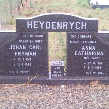 HEYDENRYCH Johan Carl Fryman 1918-1988 &amp; Anna Catharina TAUTE 1918-1988