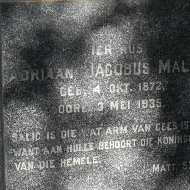 MALAN Adriaan Jacobus 1872-1935