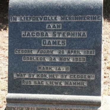 DAMES Jacoba Stephina nee FOURIE 1881-1959