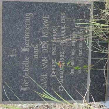 MERWE Jane, van der 1892-1965