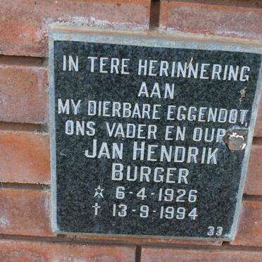 BURGER Jan Hendrik 1926-1994