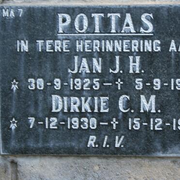 POTTAS Jan J.H. 1925-1990 &amp; Dirkie C.M. 1930-1997