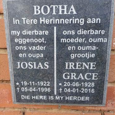 BOTHA Josias 1922-1996 & Irene Grace 1928-2016