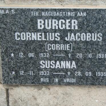 BURGER Cornelius Jacobus 1932-1990 &amp; Susanna 1933-1995