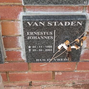STADEN Ernestus Johannes, van 1926-2004