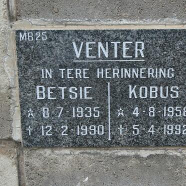 VENTER Betsie 1935-1990 :: VENTER Kobus 1958-1992
