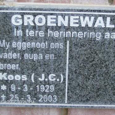 GROENEWALD J.C. 1929-2003