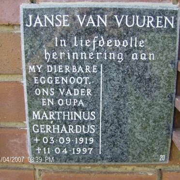 VUUREN Marthinus Gerhardus, Janse van 1919-1997