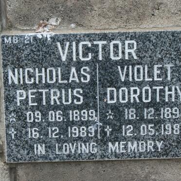 VICTOR Nicholas Petrus 1899-1989 &amp; Violet Dorothy 1898-1988