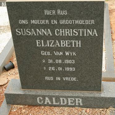 CALDER Susanna Christina Elizabeth nee VAN WYK 1903-1993