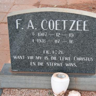 COETZEE F.A. 1907-1976