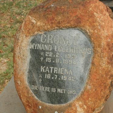 CRONJE Wynand Lodewiekus 1931-1994 &amp; Katriena 1942-