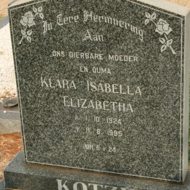 KOTZE Klara Isabella Elizabetha 1924-1995