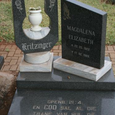 KRITZINGER Magdalena Elizabeth 1922-1989