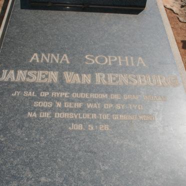 RENSBURG Anna Sophia, Jansen van 1906-1990