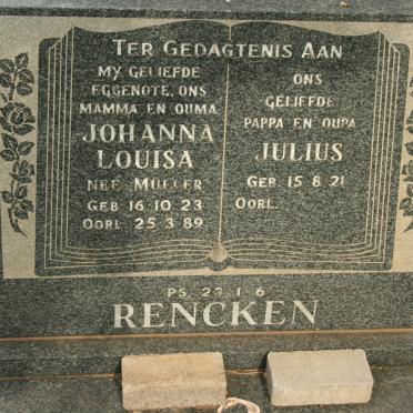 RENCKEN Julius 1921- &amp; Johanna Louisa MULLER 1923-1989