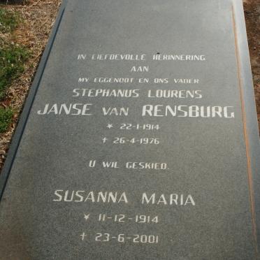 RENSBURG Stephanus Lourens, Janse van 1914-1976 &amp; Susanna Maria 1914-2001