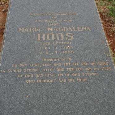 ROOS Maria Magdalena nee LOTTER 1917-1995