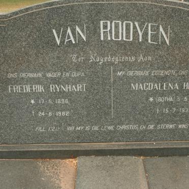 ROOYEN Frederik Rynhart 1896-1982 &amp; Magdalena Hendrina BOTHA 1901-1974