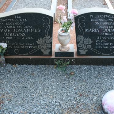 ROOS Antonie Johannes Jurgens 1910-1975 &amp; Maria Johanna De Wet POHL 1910-2005