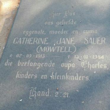 SAUER Catherine Jane nee MOWTELL 1913-1984