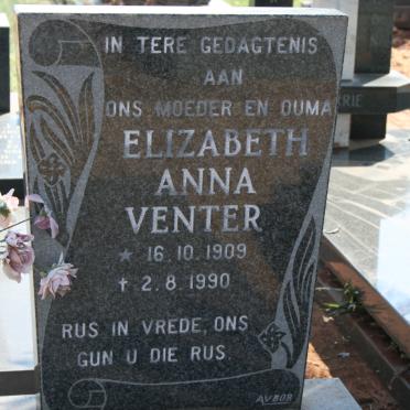VENTER Elizabeth Anna 1909-1990