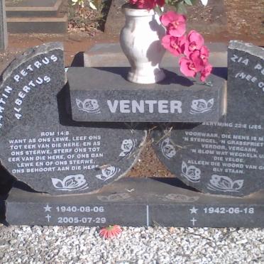 VENTER Martin Petrus Albertus 1940-2005 &amp; Zia Petronella COETSEE 1942-