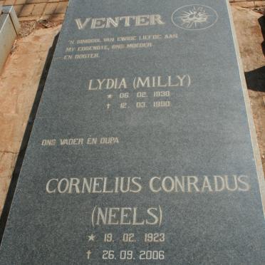 VENTER Cornelius Conradus 1923-2006 &amp; Lydia 1930-1990
