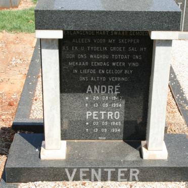 VENTER Andre 1943-1994 &amp; Petro 1945-1994